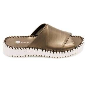 NEW ERIC MICHAEL women's gloria slide sandals in pewter